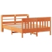 Cama sin colchón madera maciza de pino marrón cera 140x200 cm