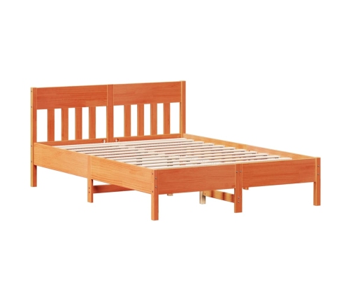 Cama sin colchón madera maciza de pino marrón cera 140x200 cm