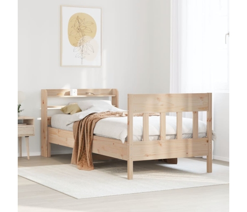 Estructura de cama sin colchón madera maciza de pino 100x200 cm