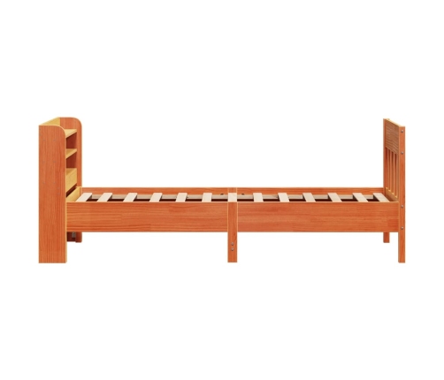 Cama sin colchón madera maciza de pino marrón cera 100x200 cm