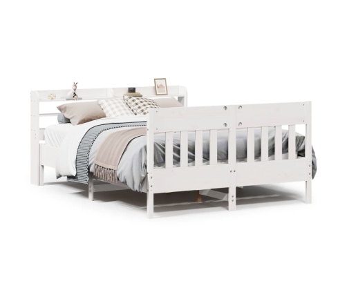 Estructura de cama sin colchón madera de pino blanca 140x190 cm