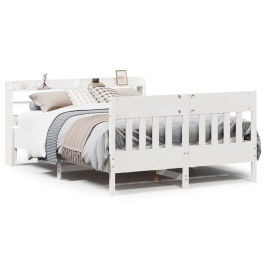 Estructura de cama sin colchón madera de pino blanca 140x190 cm