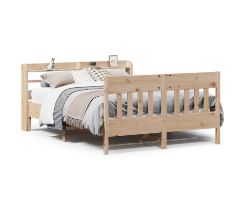 Estructura de cama sin colchón madera maciza de pino 135x190 cm