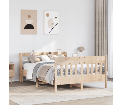 Estructura de cama sin colchón madera maciza de pino 135x190 cm