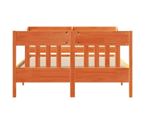 Estructura de cama sin colchón madera maciza marrón 135x190 cm