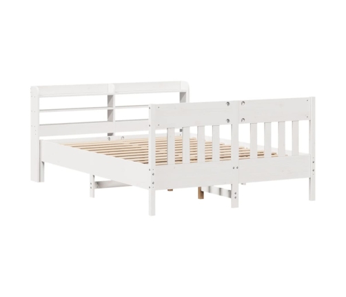 Estructura de cama sin colchón madera maciza blanca 120x190 cm