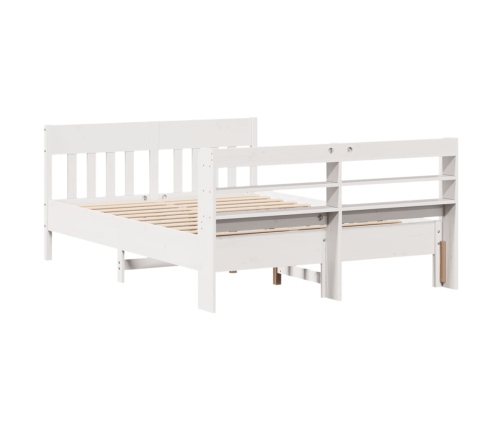 Estructura de cama sin colchón madera maciza blanca 120x190 cm