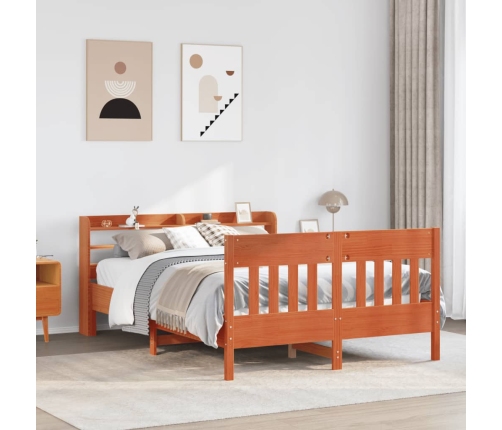 Estructura de cama sin colchón madera maciza marrón 120x190 cm