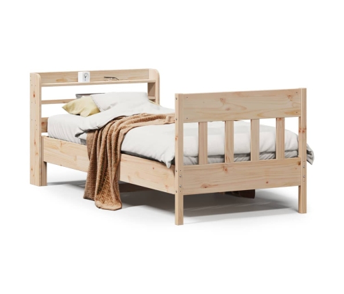 Estructura de cama sin colchón madera maciza de pino 90x190 cm