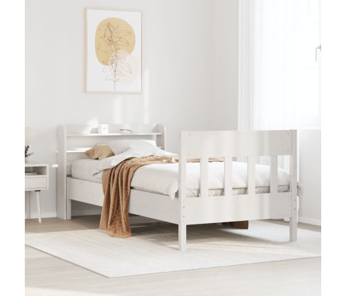 Estructura de cama sin colchón madera maciza blanca 90x190 cm