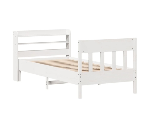 Estructura de cama sin colchón madera maciza blanca 75x190 cm