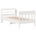 Estructura de cama sin colchón madera maciza blanca 75x190 cm