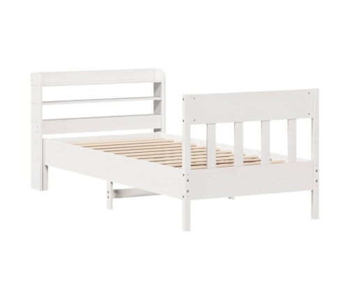 Estructura de cama sin colchón madera maciza blanca 75x190 cm