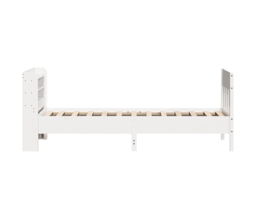 Estructura de cama sin colchón madera maciza blanca 75x190 cm