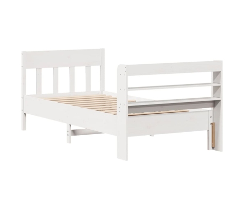 Estructura de cama sin colchón madera maciza blanca 75x190 cm