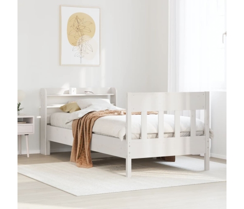 Estructura de cama sin colchón madera maciza blanca 75x190 cm