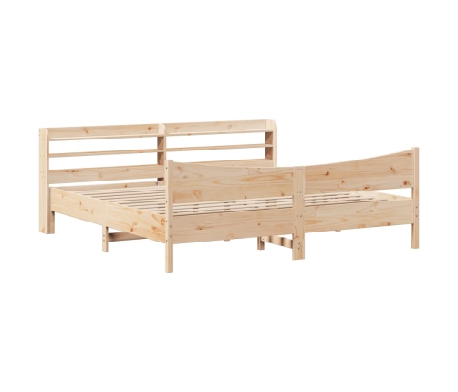 Estructura de cama con cabecero madera maciza de pino 200x200cm