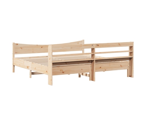 Estructura de cama con cabecero madera maciza de pino 200x200cm
