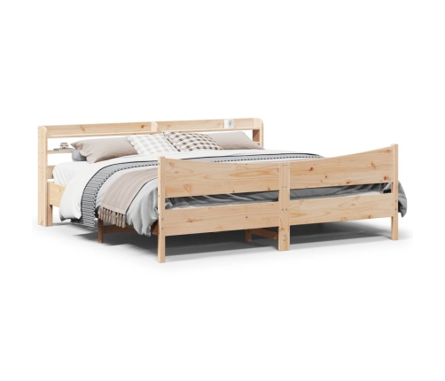 Estructura de cama con cabecero madera maciza de pino 200x200cm