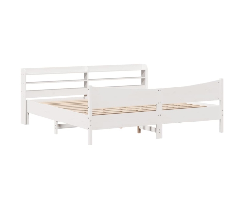 Estructura de cama con cabecero madera de pino blanco 200x200cm