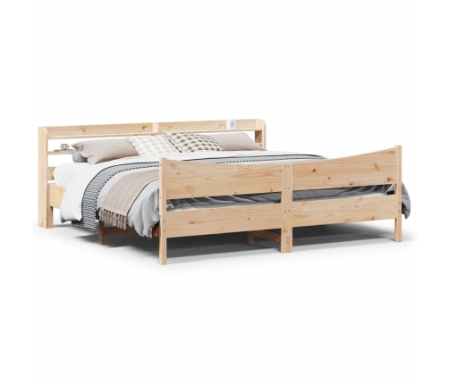 Estructura de cama con cabecero madera maciza pino 180x200 cm