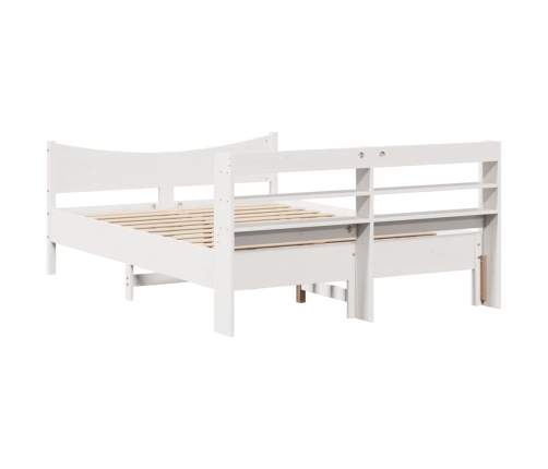 Estructura de cama con cabecero madera pino blanco 160x200 cm