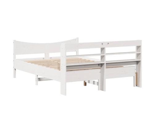 Estructura de cama con cabecero madera de pino blanco 150x200cm