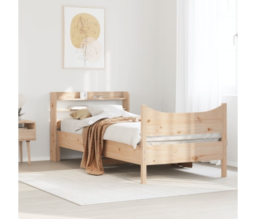 Estructura de cama con cabecero madera maciza pino 100x200 cm