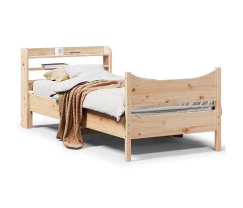 Estructura de cama con cabecero madera maciza pino 100x200 cm