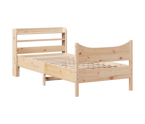 Estructura de cama con cabecero madera maciza de pino 90x200 cm