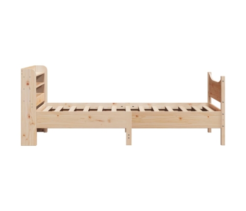 Estructura de cama con cabecero madera maciza de pino 90x200 cm