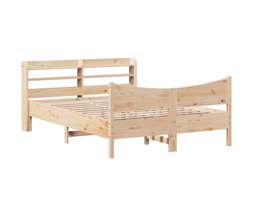 Estructura de cama con cabecero madera maciza pino 140x190 cm