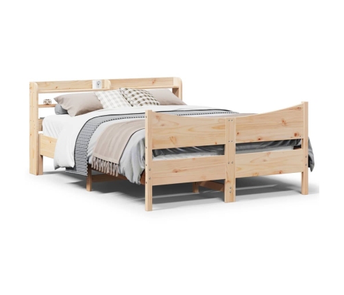 Estructura de cama con cabecero madera maciza pino 140x190 cm