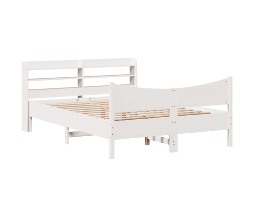 Estructura de cama con cabecero madera pino blanco 140x190 cm