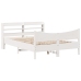 Estructura de cama con cabecero madera pino blanco 140x190 cm