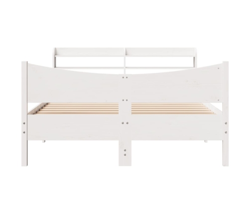 Estructura de cama con cabecero madera pino blanco 140x190 cm