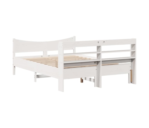 Estructura de cama con cabecero madera pino blanco 140x190 cm