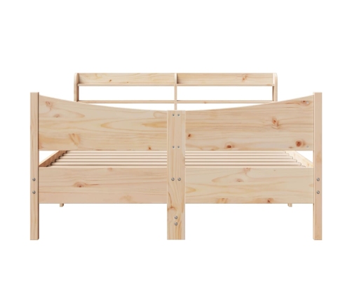 Estructura de cama con cabecero madera maciza pino 135x190 cm