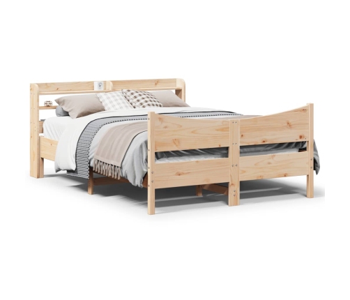 Estructura de cama con cabecero madera maciza pino 135x190 cm