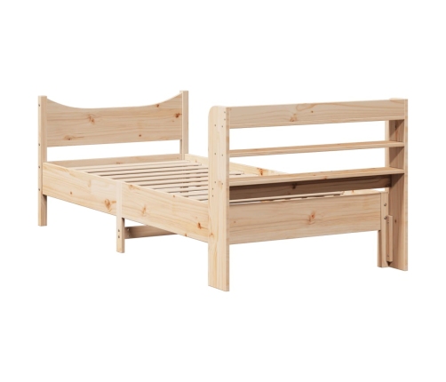 Estructura de cama con cabecero madera maciza pino 75x190 cm