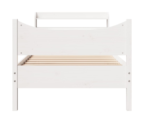 Estructura de cama con cabecero madera pino blanco 75x190 cm