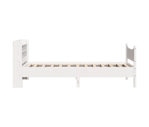 Estructura de cama con cabecero madera pino blanco 75x190 cm