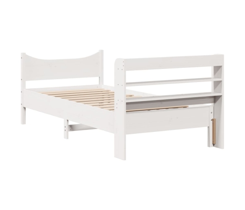 Estructura de cama con cabecero madera pino blanco 75x190 cm