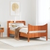 Estructura cama con cabecero madera pino marrón cera 75x190 cm