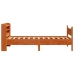 Estructura cama con cabecero madera pino marrón cera 75x190 cm