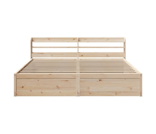 Estructura de cama con cabecero madera maciza de pino 200x200cm