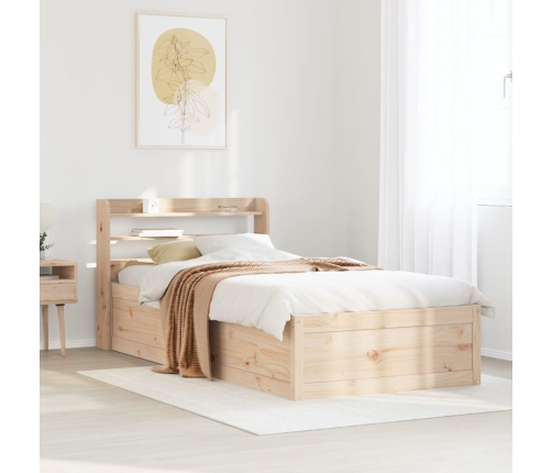 Estructura de cama con cabecero madera maciza pino 100x200 cm