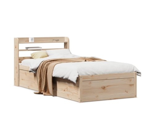 Estructura de cama con cabecero madera maciza pino 100x200 cm