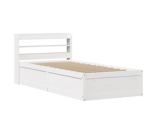 Estructura de cama con cabecero madera de pino blanca 90x200 cm