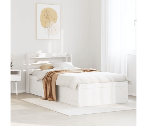 Estructura de cama con cabecero madera de pino blanca 90x200 cm